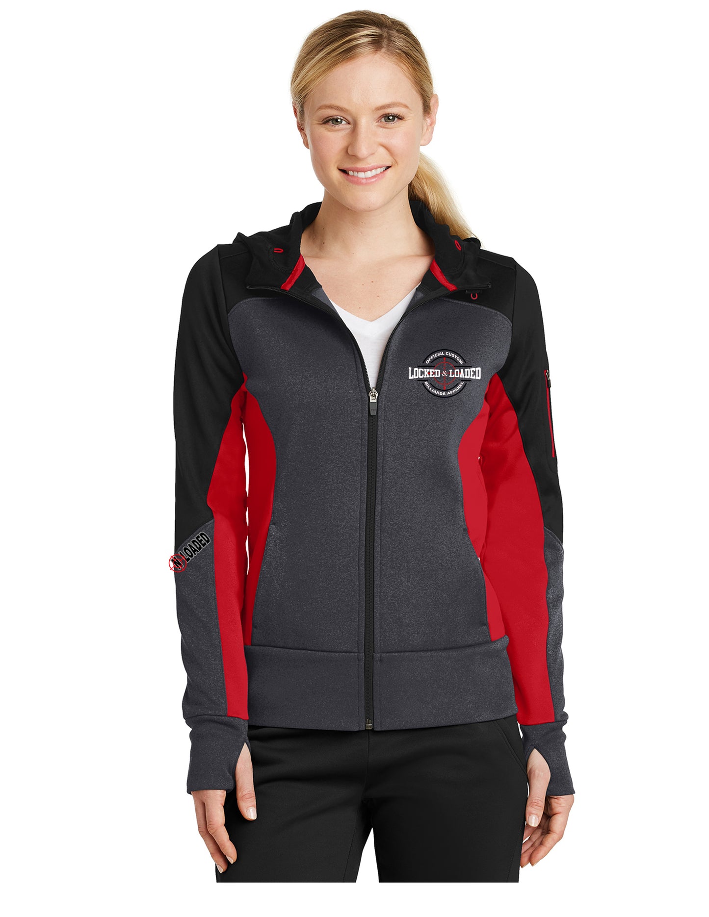 Sport-Tek® Women's Tech Fleece Colorblock Full-Zip Hooded Jacket