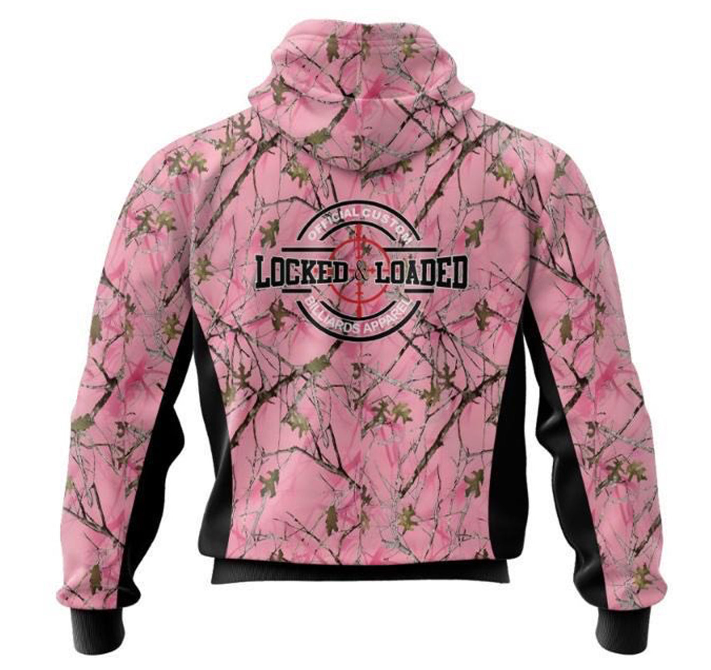 ladies pink and black camo hoodie