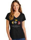 V NECK EIGHT BALL QUEEN BLING BLING T-SHIRT