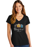 V NECK LADIES BLING IT ON  BLING BLING T-SHIRT