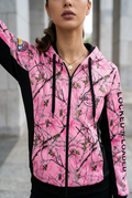 ladies pink and black camo hoodie