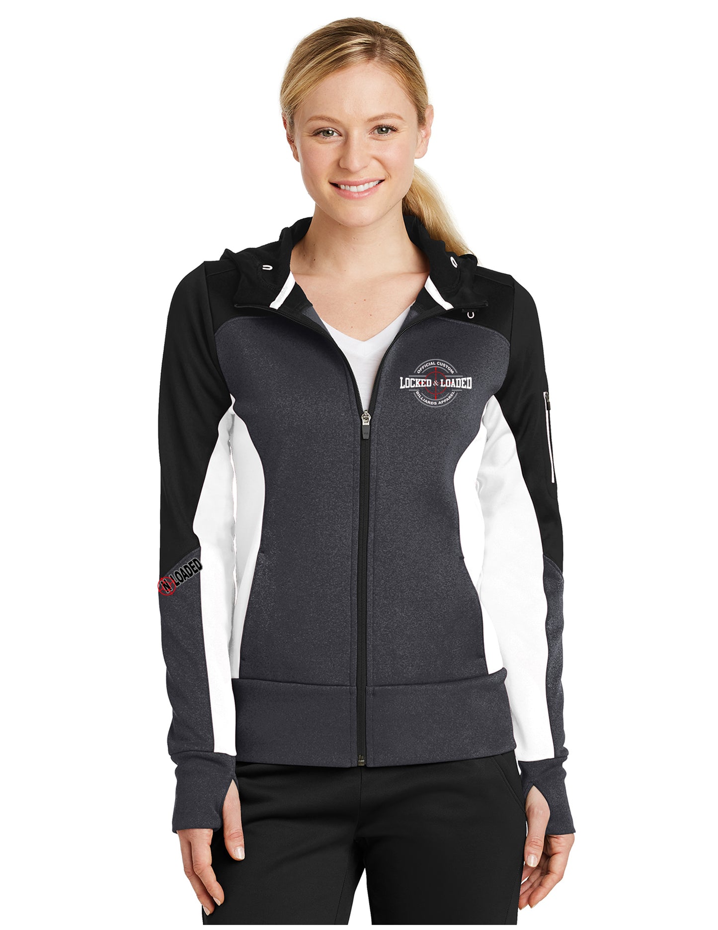 Sport-Tek® Women's Tech Fleece Colorblock Full-Zip Hooded Jacket
