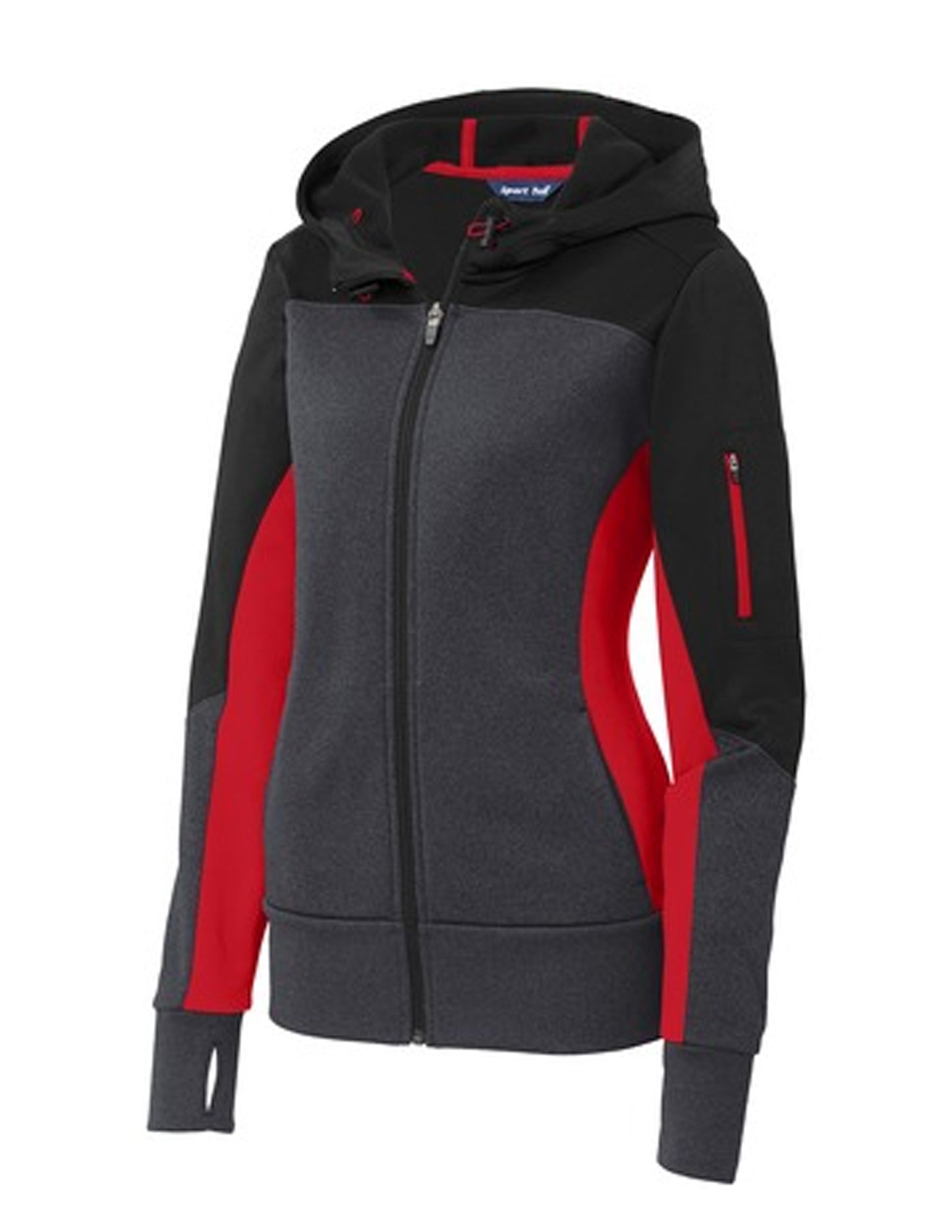 Sport-Tek® Women's Tech Fleece Colorblock Full-Zip Hooded Jacket