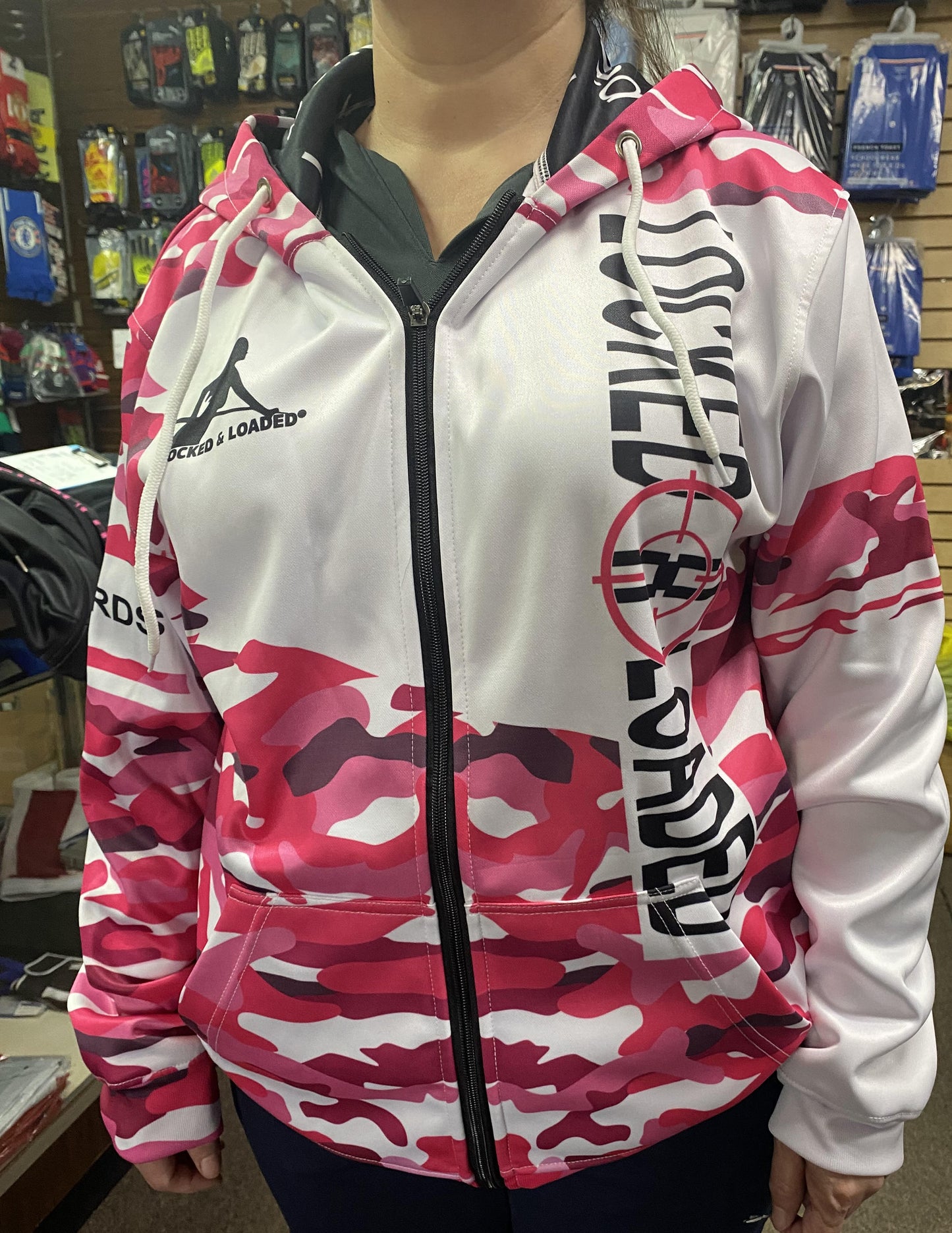 LADIES PINK CAMO HOODIE