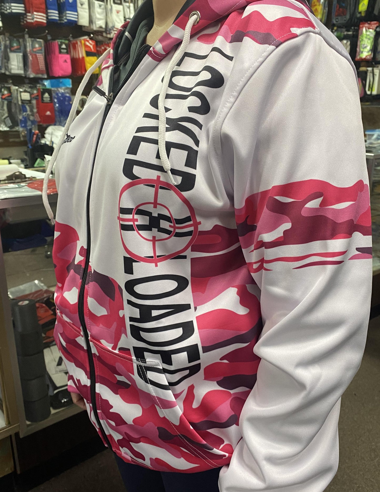 LADIES PINK CAMO HOODIE