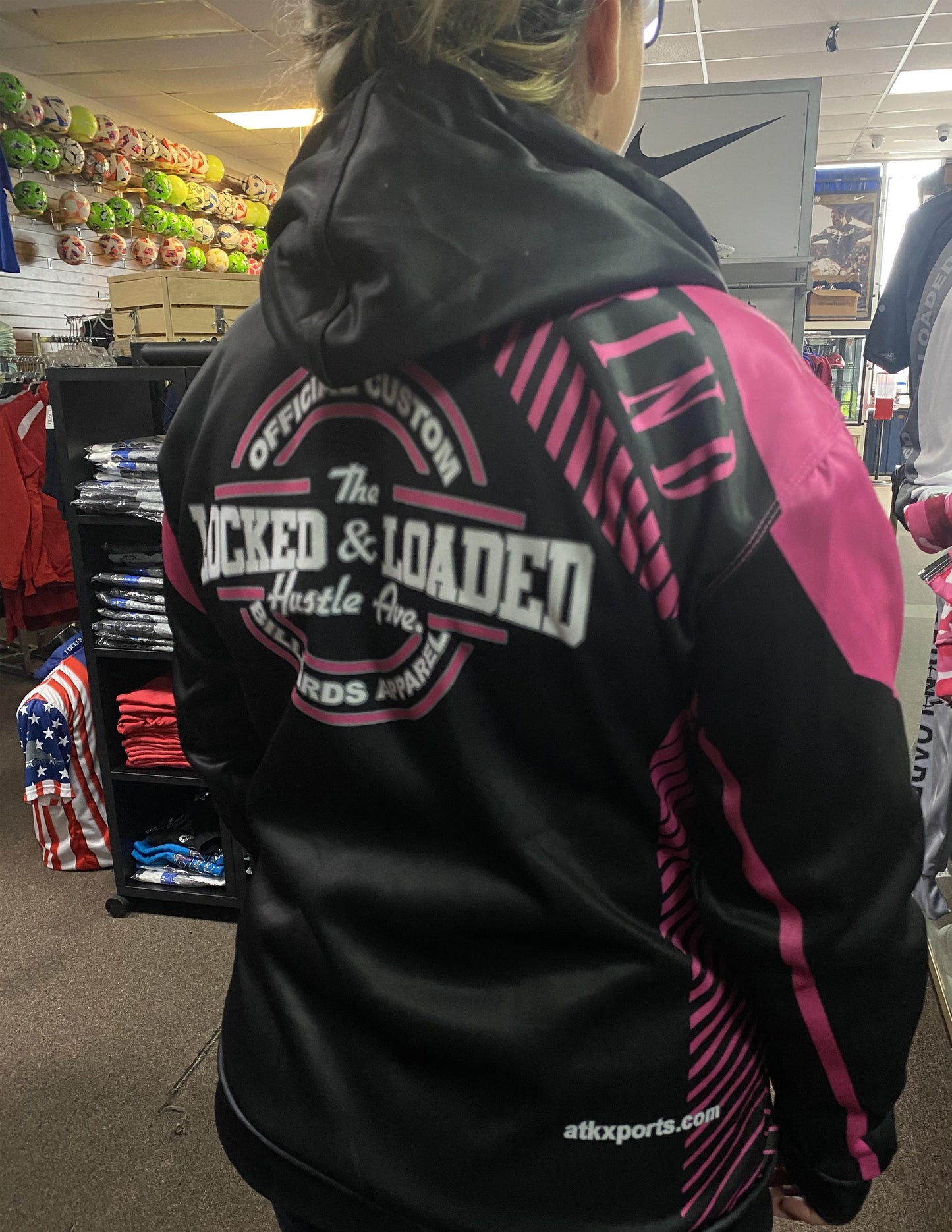 Ladies black and pink hoodie