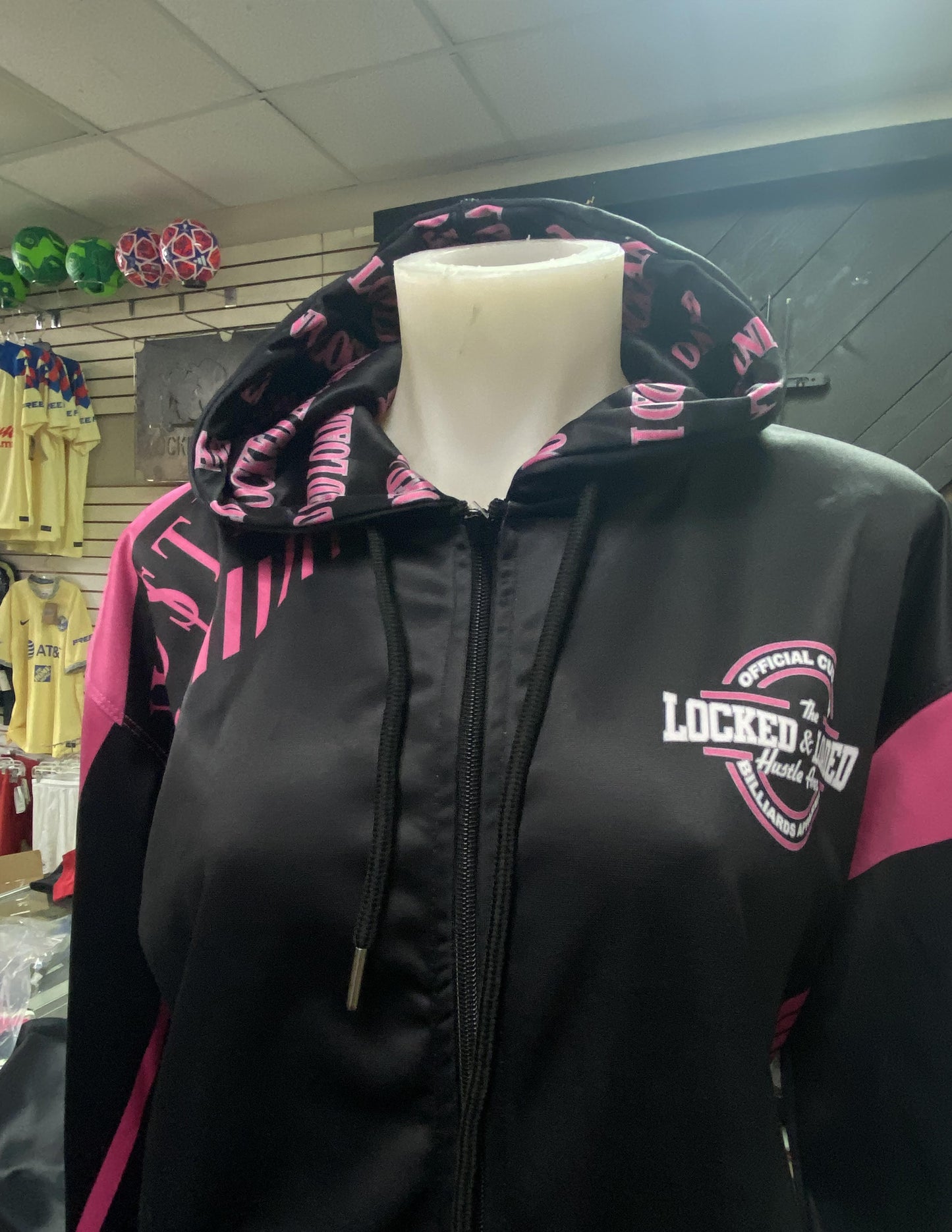 Ladies black and pink hoodie